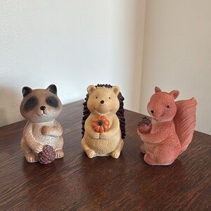 NWT-Adorable Fall Woodland Animal Figurines -Hedgehog 🦔, Raccoon 🦝 & Squirrel 🐿️